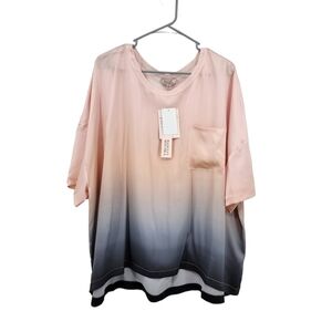 Badgley Mischka Women's 100% Mulberry Silk Ombre Pajama Shirt - 3X